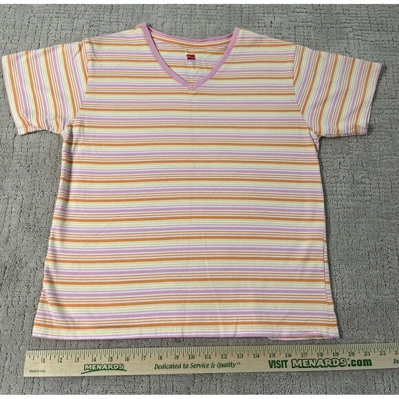 Hanes Women’s Striped Multicolor Shirt Size M - Picture 2 of 9